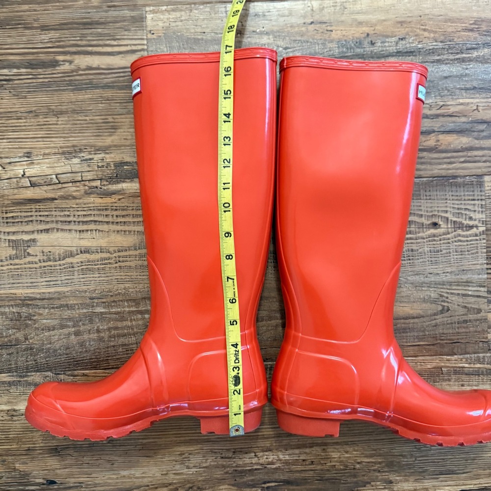 Hunter Rain Boots Women Size 9 Orange Original Tall Gloss Waterproof Clemson - Picture 9 of 9